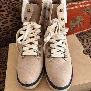 Mi.iM Beige Lace-Up Ankle Boots